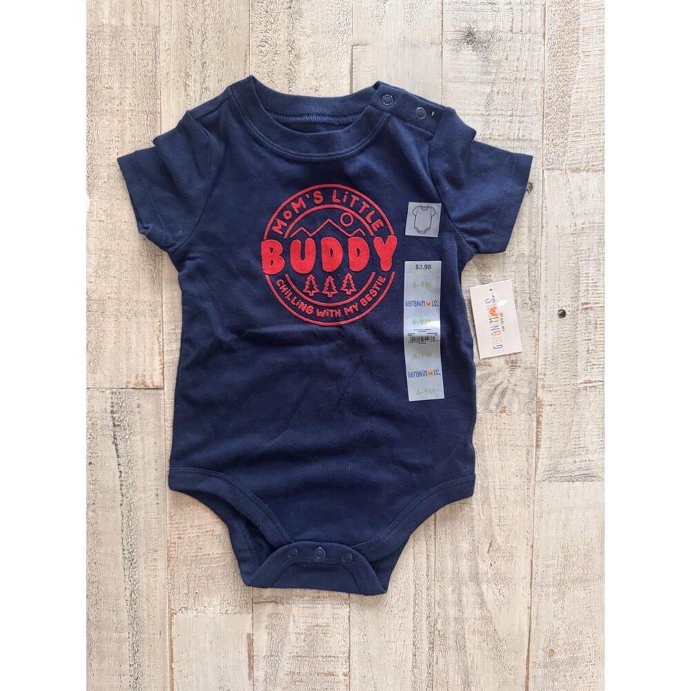 Garanimals Navy Blue Cotton Bodysuit 6-9 Months Short Sleeve Graphic Print